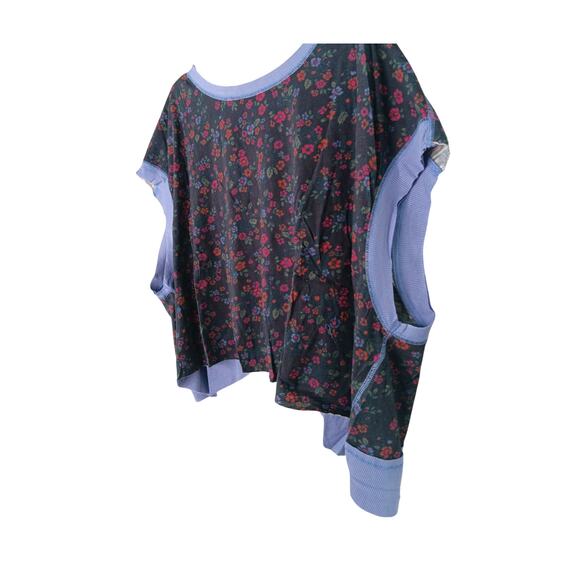 New Natural Life Cut It Out Tee XL Charcoal Floral Open Back Cotton Top - Picture 7 of 14